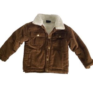 Volcom Trucker Sherpa Lined Brown Corduroy Jacket 3T Kids Skater Snap Front
